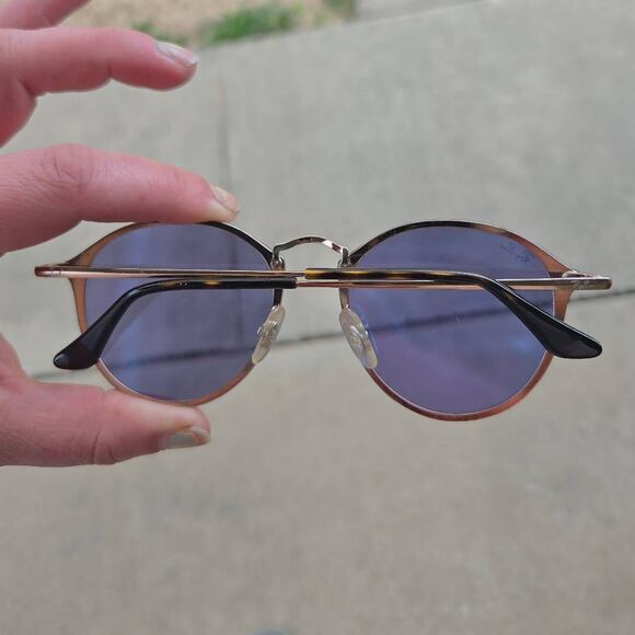 Ray-Ban Blaze Round Silver Chrome Mirrored Polished Gold Sunglasses. RB3574 - Picture 5 of 8